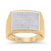 10kt Yellow Gold Mens Round Diamond Rectangle Cluster Ring 1/2 Cttw - 65321