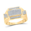 10kt Yellow Gold Mens Round Diamond Rectangle Cluster Ring 1/4 Cttw - 65303