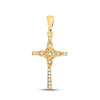 10kt Yellow Gold Womens Round Diamond Cross Pendant 1/12 Cttw - 148921