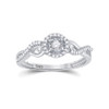 Sterling Silver Womens Round Diamond Halo Promise Ring 1/5 Cttw