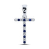 10kt White Gold Womens Round Blue Sapphire Diamond T Letter Pendant 1/8 Cttw