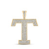 10kt Yellow Gold Mens Round Diamond T Initial Letter Charm Pendant 1-1/2 Cttw - 161786