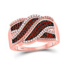 10kt Rose Gold Womens Round Red Color Enhanced Diamond Crossover Band Ring 1/3 Cttw - 92452