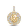 10kt Yellow Gold Mens Round Diamond Lion Circle Charm Pendant 2-1/2 Cttw