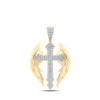 10kt Yellow Gold Mens Round Diamond Wings Cross Charm Pendant 1/2 Cttw