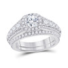 14kt White Gold Round Diamond Bridal Wedding Ring Band Set 2-1/3 Cttw