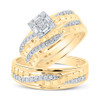 10kt Yellow Gold His Hers Round Diamond Square Matching Wedding Set 1/2 Cttw - 161240