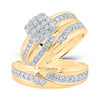 10kt Yellow Gold His Hers Round Diamond Square Matching Wedding Set 1 Cttw - 161246