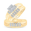 10kt Yellow Gold His Hers Round Diamond Square Matching Wedding Set 1/3 Cttw - 161236