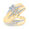 10kt Yellow Gold His Hers Round Diamond Square Matching Wedding Set 1/3 Cttw - 161238