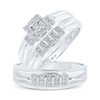 10kt White Gold His Hers Round Diamond Square Matching Wedding Set 1/3 Cttw - 161237
