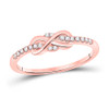 10kt Rose Gold Womens Round Diamond Infinity Knot Stackable Band Ring 1/10 Cttw - 151051