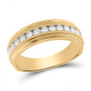 14kt Yellow Gold Mens Round Diamond Wedding Single Row Band Ring 1/2 Cttw - 102133
