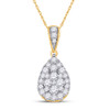 14kt Yellow Gold Womens Round Diamond Teardrop Cluster Pendant 1/2 Cttw