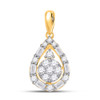 14kt Yellow Gold Womens Round Diamond Teardrop Cluster Pendant 1/2 Cttw - 153706