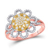 10kt Rose Gold Womens Round Diamond Flower Floral Cluster Ring 1/3 Cttw