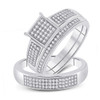 Sterling Silver His Hers Round Diamond Square Matching Wedding Set 3/8 Cttw - 63895