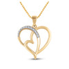 Yellow-tone Sterling Silver Womens Round Diamond Heart Pendant 1/20 Cttw - 75816