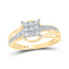 10kt Yellow Gold Womens Round Diamond Square Cluster Ring 1/3 Cttw - 128645