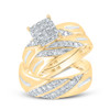 10kt Yellow Gold His Hers Round Diamond Square Matching Wedding Set 5/8 Cttw - 118983