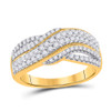 10kt Yellow Gold Womens Round Diamond Crossover Band Ring 1/2 Cttw - 153424