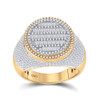 10kt Yellow Gold Mens Baguette Diamond Statement Circle Cluster Ring 1-3/4 Cttw