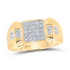 10kt Yellow Gold Mens Round Diamond Square Cluster Ring 1/4 Cttw - 40658