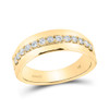 14kt Yellow Gold Mens Round Diamond Wedding Single Row Band Ring 1/2 Cttw - 128210