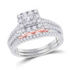 14kt Two-tone Gold Princess Diamond Bridal Wedding Ring Band Set 1 Cttw - 155440