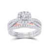 14kt Two-tone Gold Princess Diamond Bridal Wedding Ring Band Set 1 Cttw - 155441