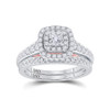 14kt Two-tone Gold Princess Diamond Bridal Wedding Ring Band Set 1 Cttw - 155442