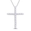 14kt White Gold Womens Round Diamond Cross Pendant 3/4 Cttw