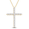 14kt Yellow Gold Womens Round Diamond Cross Pendant 1-1/2 Cttw