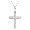 10kt White Gold Womens Round Diamond Cross Pendant 1/4 Cttw - 155597