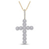 10kt Yellow Gold Mens Round Diamond Cross Charm Pendant 1-1/2 Cttw - 155382