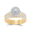 10kt Yellow Gold Round Diamond Halo Bridal Wedding Ring Band Set 1/2 Cttw - 155180