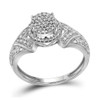 10kt White Gold Womens Round Diamond Cluster Bridal Wedding Engagement Ring 1/3 Cttw - 64483