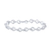 Sterling Silver Womens Round Diamond Heart Bracelet 1/10 Cttw - 108462