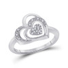 Sterling Silver Womens Round Diamond Heart Ring 1/20 Cttw - 108455