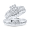 10kt White Gold His Hers Round Diamond Square Matching Wedding Set 1/2 Cttw - 160833