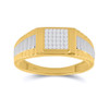 14kt Two-tone Gold Mens Princess Diamond Ribbed Cluster Ring 1/4 Cttw