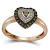 10kt Rose Gold Womens Round Brown Diamond Heart Ring 1/4 Cttw