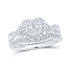 10kt White Gold Round Diamond Heart Bridal Wedding Ring Band Set 5/8 Cttw - 160636