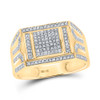 10kt Yellow Gold Mens Round Diamond Square Ring 3/8 Cttw - 160737