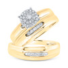 10kt Yellow Gold His Hers Round Diamond Halo Matching Wedding Set 1/3 Cttw - 159598