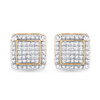 10kt Yellow Gold Mens Round Diamond Square Earrings 1/3 Cttw - 111231