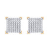10kt Yellow Gold Mens Round Diamond Square Earrings 1/3 Cttw - 111225