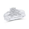 10kt White Gold Round Diamond Halo Bridal Wedding Ring Band Set 1/6 Cttw - 160290