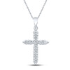 10kt White Gold Womens Round Diamond Cross Pendant 1/2 Cttw - 159221