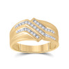 10kt Yellow Gold Mens Round Diamond Triple Row Band Ring 1/4 Cttw - 21601